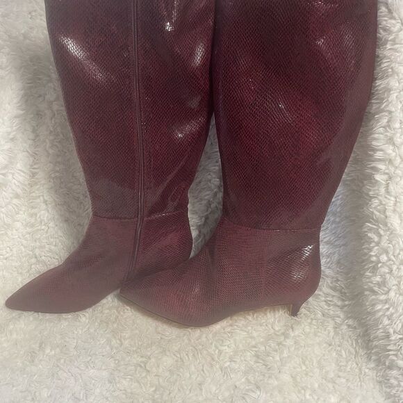 Comfortview Wide Calf Boot synthetic lizard print Burgundy KneeHigh Boots SZ12WW - Picture 2 of 12